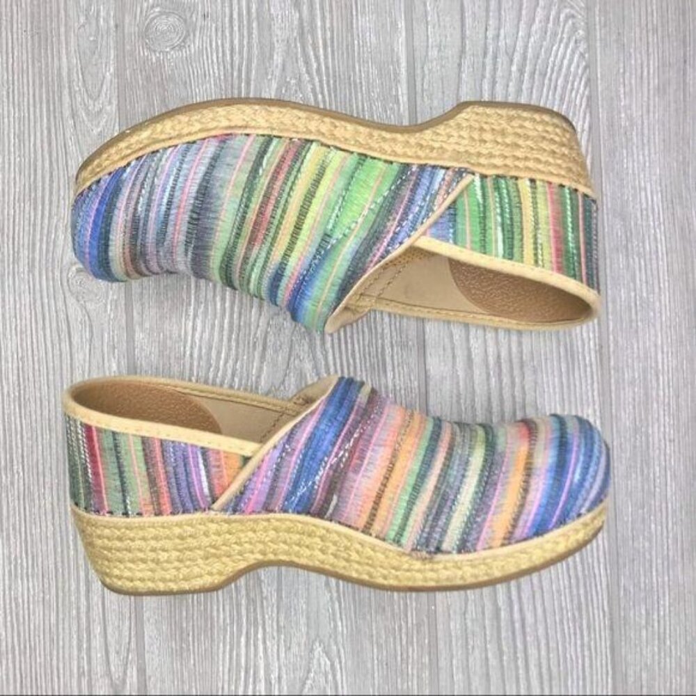 Dansko Pastel Jute Wedge Heeled Pro Clogs Shoes Slip Ons Size 39 / 9